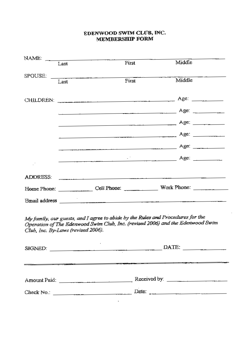 Blank Job Application Form